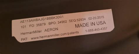 herman miller manufacturing label